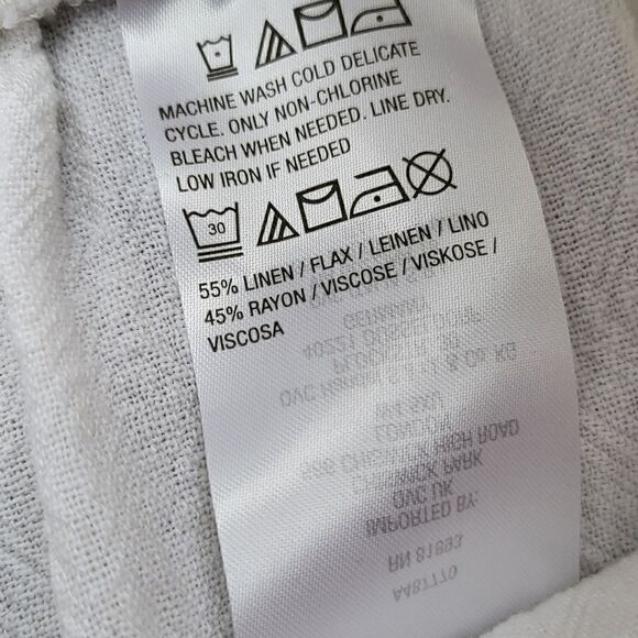 Susan Graver linen blend white pants size small high waist loose casual comfy - Picture 5 of 11